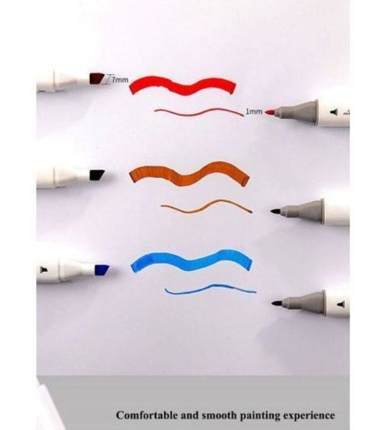 Deli Coffret de 24 Marqueurs Professionnels – Feutres à Double Pointe (1mm & 7mm) à Encre Alcool pour Dessin, Croquis et Illustration